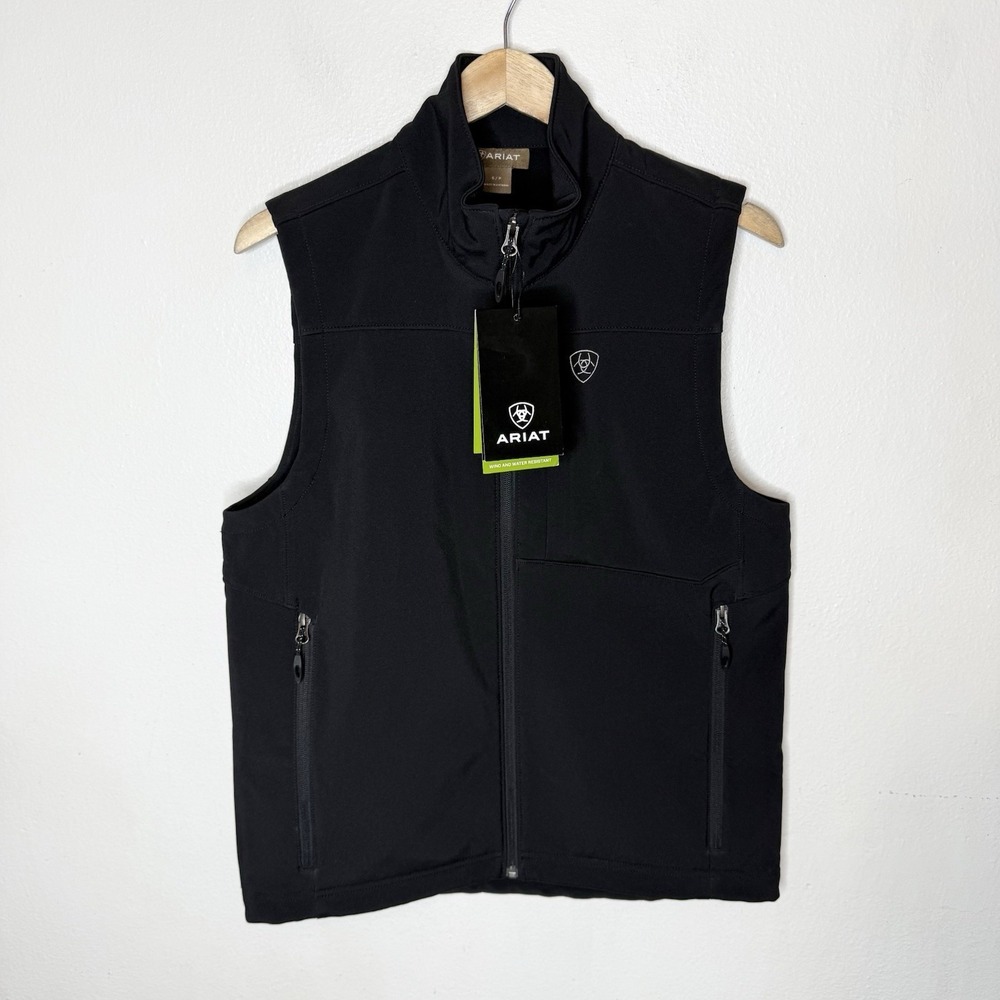 New Ariat Vernon 2.0 Softshell Black Vest Wind Water Resistant Mens Small
